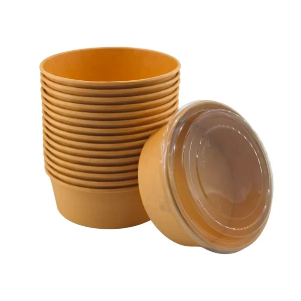 Bol salade avec couvercle en carton recyclé (1000ml) – Image 2